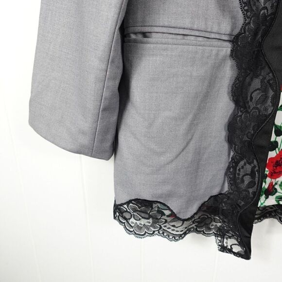 Lin Womens Blazer Gray w/Lace Trim X-Small (150/76A) - Picture 6 of 13